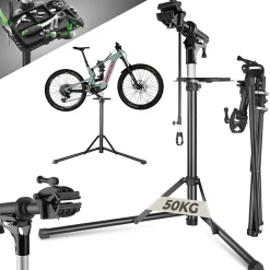 Support de réparation en acier enduit de poudre pour vélo pliable jusqu'à 50 kg hauteur réglable TECTAKE