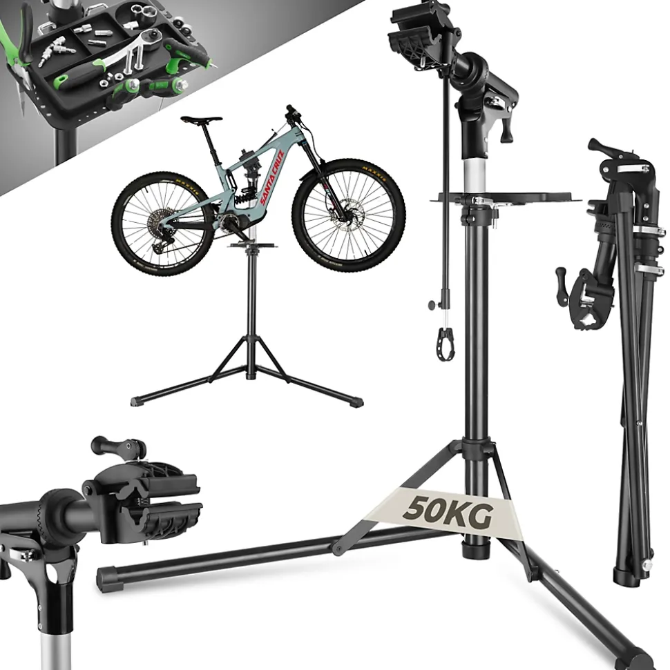 Support de réparation en acier enduit de poudre pour vélo pliable jusqu'à 50 kg hauteur réglable TECTAKE