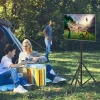 Support de Sol Trépied pour TV Ecran, Support TV Pliable avec Fixation du Moniteur et Tige de Levage, 5 Hauteur Réglable, Noir