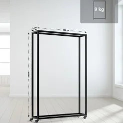 Support en métal avec roulettes, étagère robuste, stockage bois de chauffage salon Noir/25x100x150cm