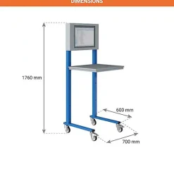 Support informatique mobile - Ecran 22 pouces - Bleu industriel - W040010011-BI