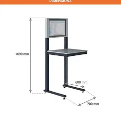 Support informatique sur patins - Ecran 22 pouces - Bleu industriel - W040010009-BI