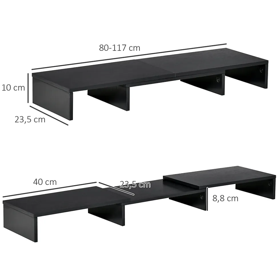 Support moniteur réhausseur d'écran extensible réglable orientable effet bois noir