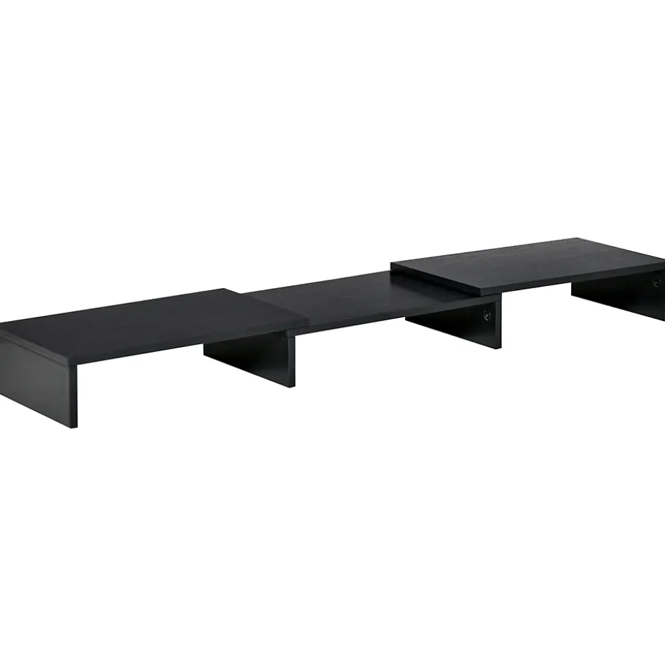 Support moniteur réhausseur d'écran extensible réglable orientable effet bois noir