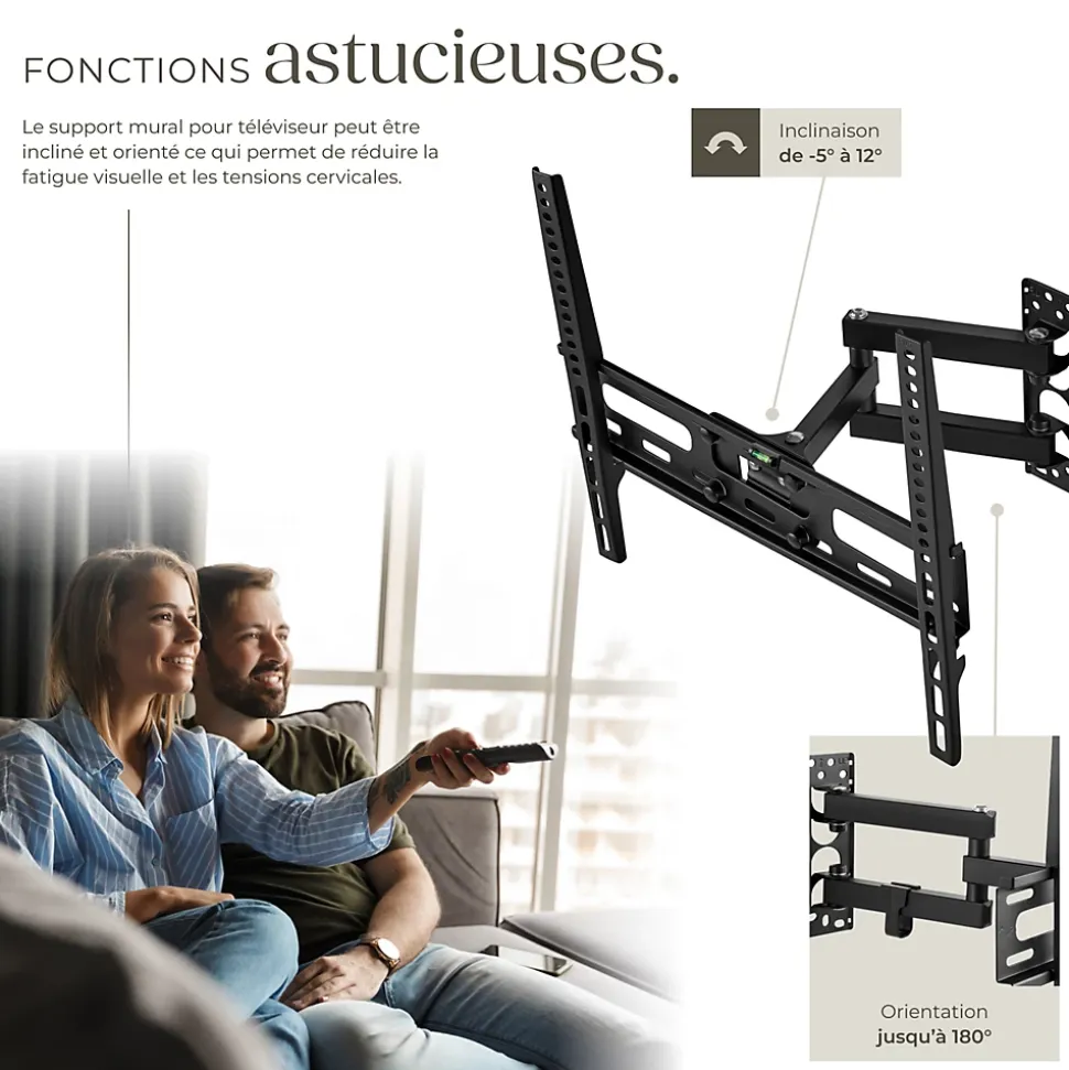 Support mural de télévision téléscopique Pour 26 - 75 pouces (66 - 191 cm)