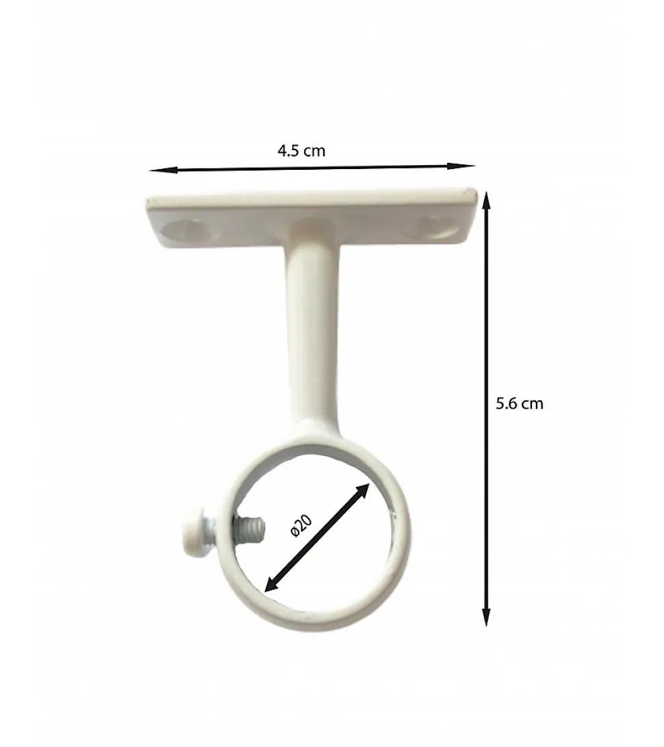 Support Oeil Fixe en Acier Blanc - Tringle Penderie diamètre 20 mm