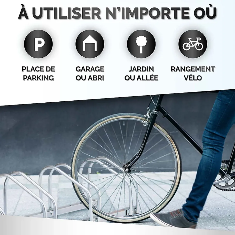 Support Vélo Râtelier DUNLOP - Range Vélo Sol ou Mural 4 Vélos - Support Garage Compact & Robuste - Montage Facile