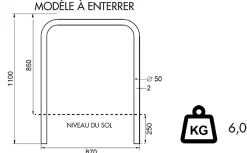 Support vélos tubulaire sans barre tansversale fixation a sceller
