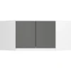 Surmeuble pour armoire AKORD S100 Blanc 100 cm 2 portes façade Gris Graphite 3 étagères 100x50x55 cm