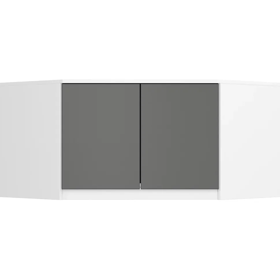 Surmeuble pour armoire AKORD S100 Blanc 100 cm 2 portes façade Gris Graphite 3 étagères 100x50x55 cm