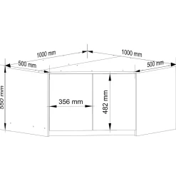 Surmeuble pour armoire AKORD S100 Blanc 100 cm 2 portes façade Gris Graphite 3 étagères 100x50x55 cm