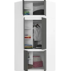 Surmeuble pour armoire AKORD S100 Blanc 100 cm 2 portes façade Gris Graphite 3 étagères 100x50x55 cm