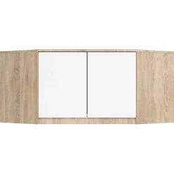 Surmeuble pour armoire AKORD S100 Chêne Sonoma 100 cm 2 portes façade Blanche 3 étagères 100x50x55 cm