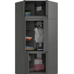 Surmeuble pour armoire AKORD S100 Gris Graphite 100 cm 2 portes 3 étagères 100x50x55 cm