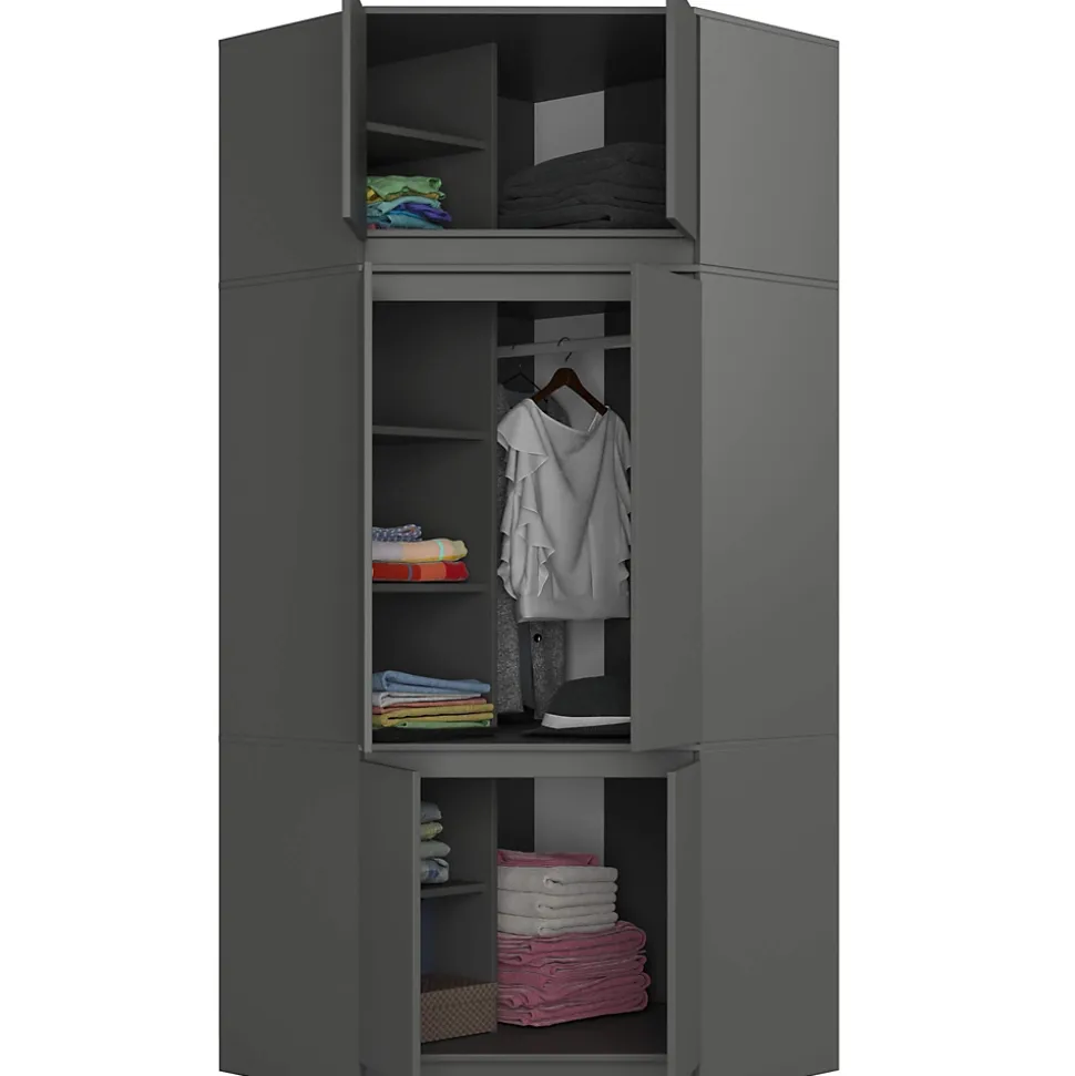 Surmeuble pour armoire AKORD S100 Gris Graphite 100 cm 2 portes 3 étagères 100x50x55 cm