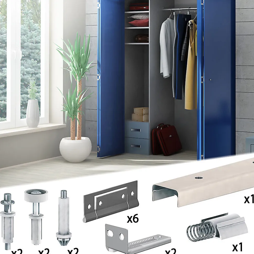 Système coulissant pliant SLID'UP 200 pour porte de placard 4 panneaux - rail 1822 mm - 14 kg