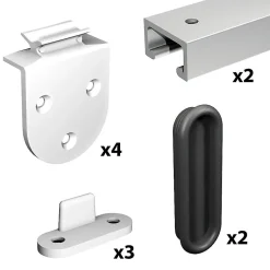 Système coulissant SLID'UP 1900 pour 2 portes de placard - rail 1 m aluminium - 6 kg