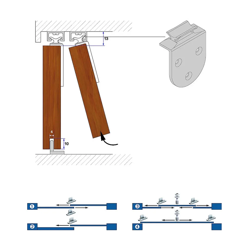 Système coulissant SLID'UP 1900 pour 2 portes de placard - rail 1,5 m aluminium - 6 kg