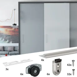 Système coulissant SLID'UP 130 pour 2 ou 3 portes de placard - rail 1,94 m - 70 kg