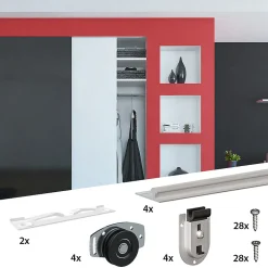 Système coulissant SLID'UP 130 pour 2 portes de placard - rail 1,5 m - 70 kg