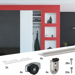 Système coulissant SLID'UP 130 pour 2 portes de placard - rail 1,2 m - 70 kg