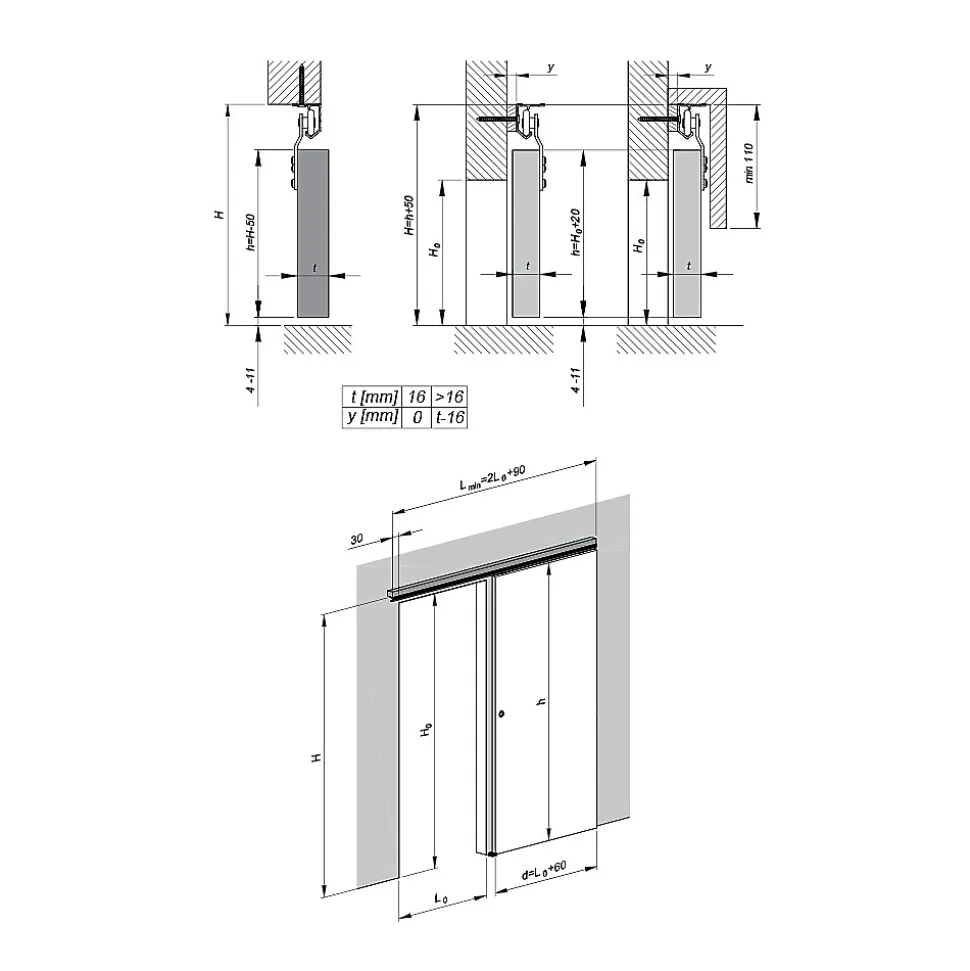 Système coulissant SLID'UP 120 pour 1 porte de placard - rail 1,5 m - 45 kg