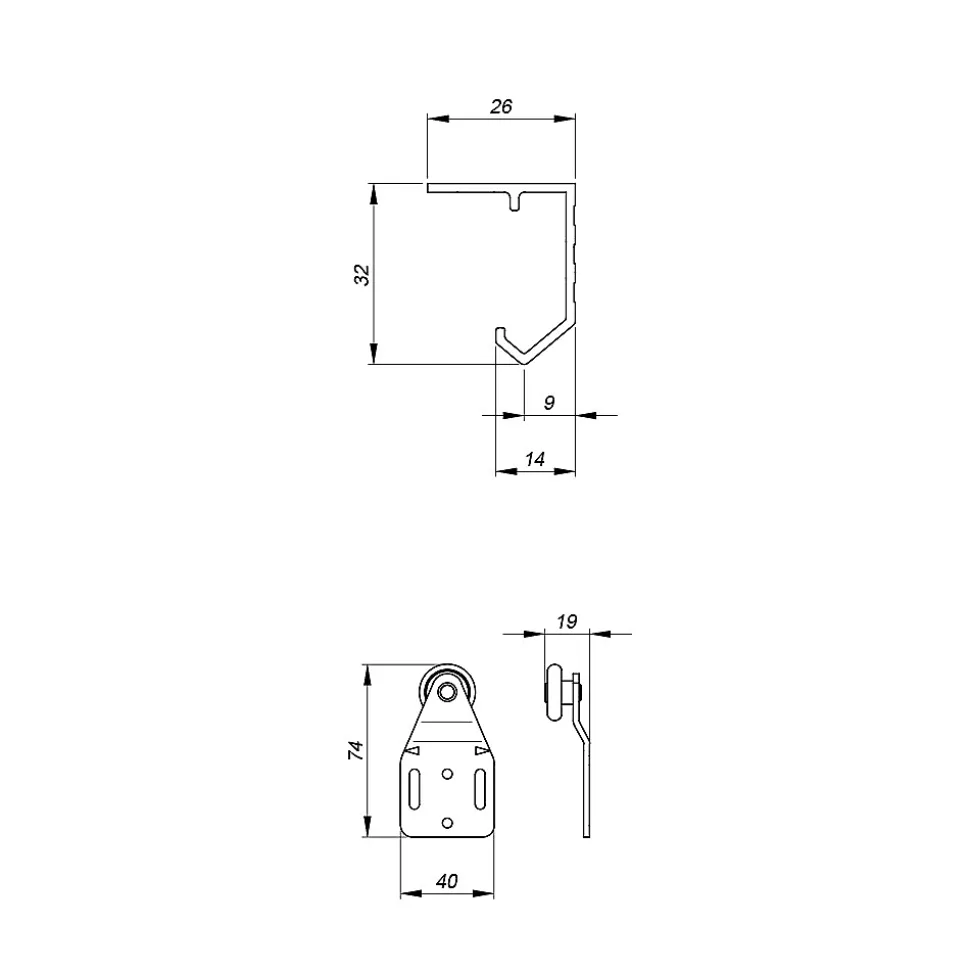 Système coulissant SLID'UP 120 pour 1 porte de placard - rail 1,94 m - 45 kg