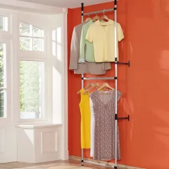 Système de garde-robe télescopique barres et étagère Aluminium vidaXL