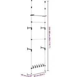 Système de garde-robe télescopique barres et étagère Aluminium vidaXL