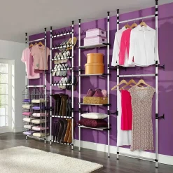 Système de garde-robe télescopique barres et étagère Aluminium vidaXL