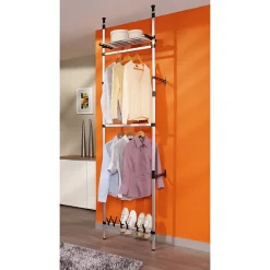 Système de garde-robe télescopique barres et étagère Aluminium vidaXL
