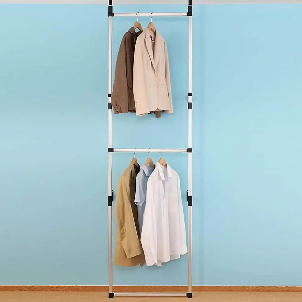 Système de garde-robe télescopique avec barres Aluminium vidaXL