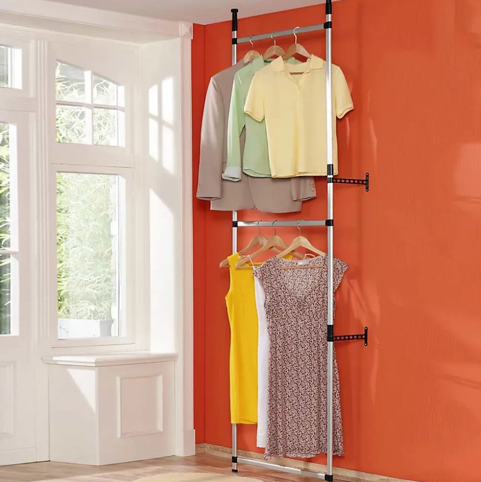 Système de garde-robe télescopique avec étagères Aluminium vidaXL
