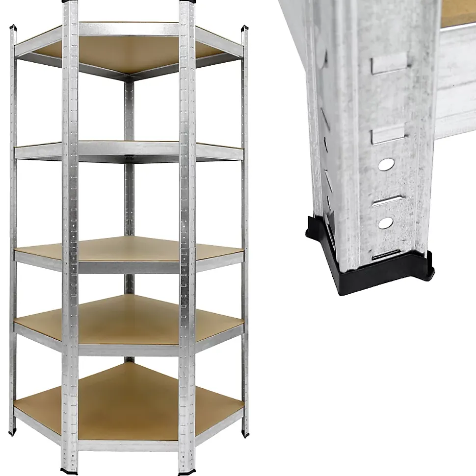 Système d'Etageres d'Angle Robuste Set 3x, 2 Etageres de Stockage 180x90x40 cm