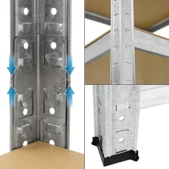 Système d'Etageres d'Angle Robuste Set 3x, 2 Etageres de Stockage 180x90x40 cm