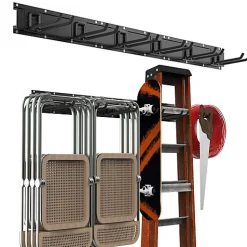 Système rangement mural outils jardin 3 rails 121,9 cm 6 crochets Housolution