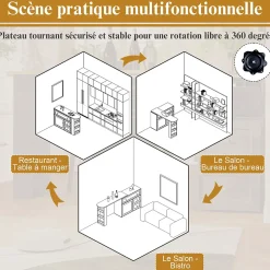 Table à Manger - Table de Bar avec Rangement, Ilot de Cuisine et Meuble Bar, MDF et Métal, 138-204 x 39 x 105 cm, Blanc