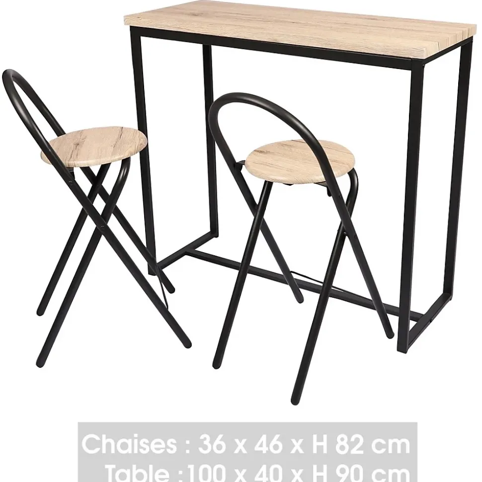 Table à manger murale avec 2 chaises collection DARYL Dimensions 100x40x90 cm