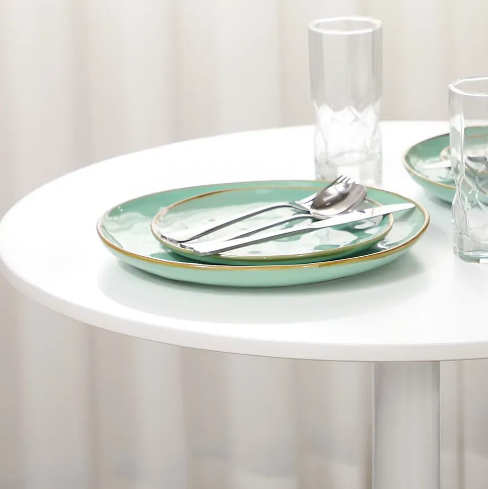 Table à manger ronde 70x75 cm pour 2 personnes avec pied en acier
