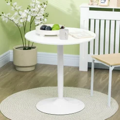 Table à manger ronde 70x75 cm pour 2 personnes avec pied en acier