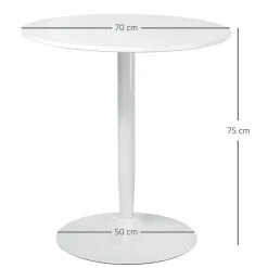 Table à manger ronde 70x75 cm pour 2 personnes avec pied en acier