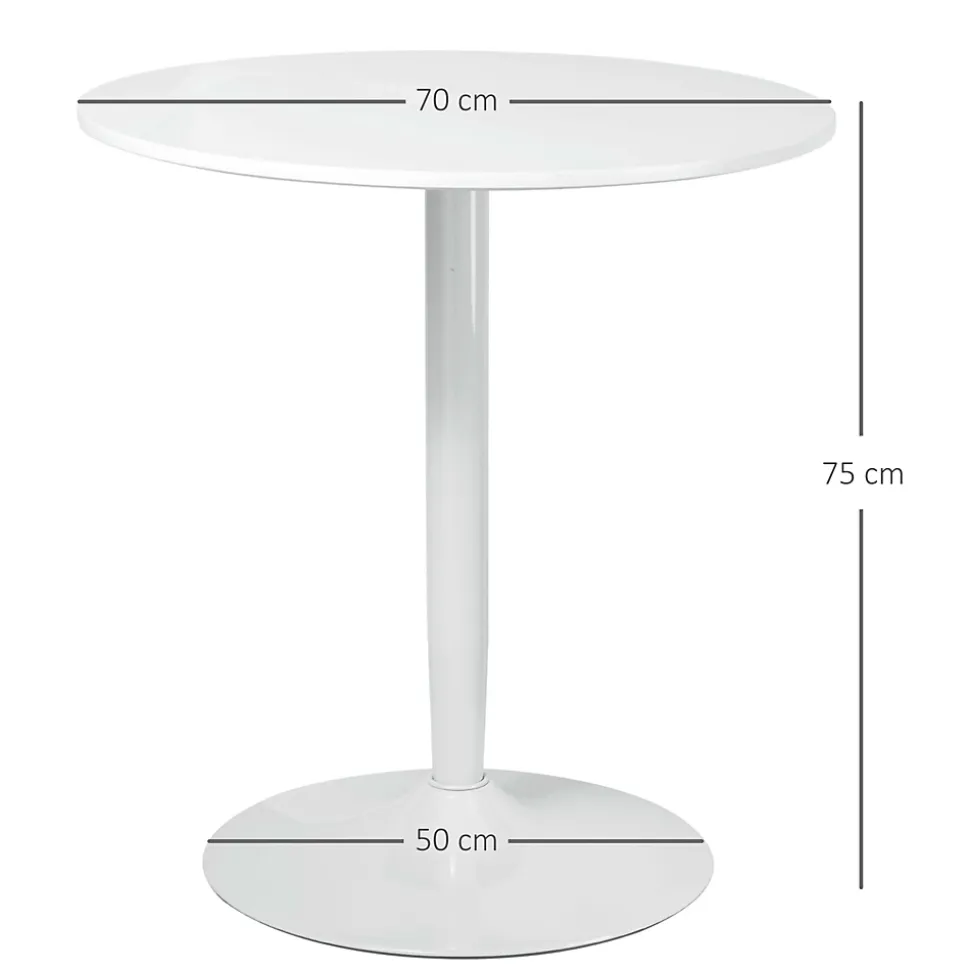 Table à manger ronde 70x75 cm pour 2 personnes avec pied en acier