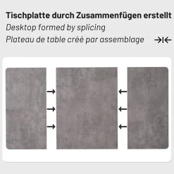 Table à manger 140x80 cm effet marbre avec pieds réglables - Gris