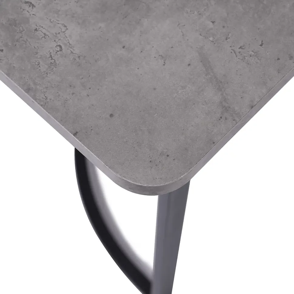 Table à manger 140x80 cm effet marbre avec pieds réglables - Gris