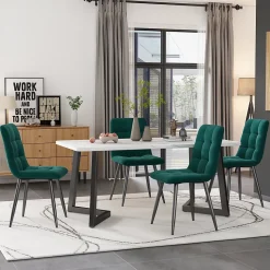 Table à manger 117x68 cm effet marbre avec pieds en métal - Noir et Blanc