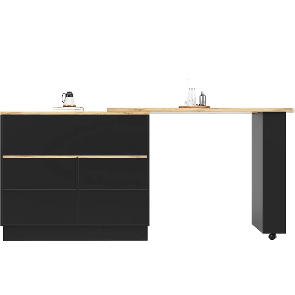 Table Bar Moderne Pivotante avec Rangements - Meuble Bar design pour Cuisine et Salon, MDF, 90x45x100 cm, Noir