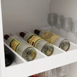 Table Bar Pivotante avec 2 Tiroirs et Étagères Ouvertes - Meuble Bar de Cuisine Moderne - MDF Blanc