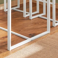 Table Bar SoBuy avec 4 Tabourets pour Cuisine d'Espaces Compacts Blanc 100x60x96cm OGT15-WN