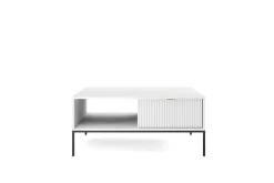 Table basse : Blanc, Noir, 104 x 46 x 68 cm, poignées dorées