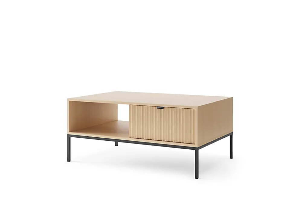 Table basse : chêne Vicenza, Noir, 104 x 46 x 68 cm, poignées Noires